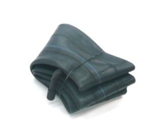a folded black inner tube size 12 1/2 x 2 1/4 for wheelchair or mobility scooter with a bent valve